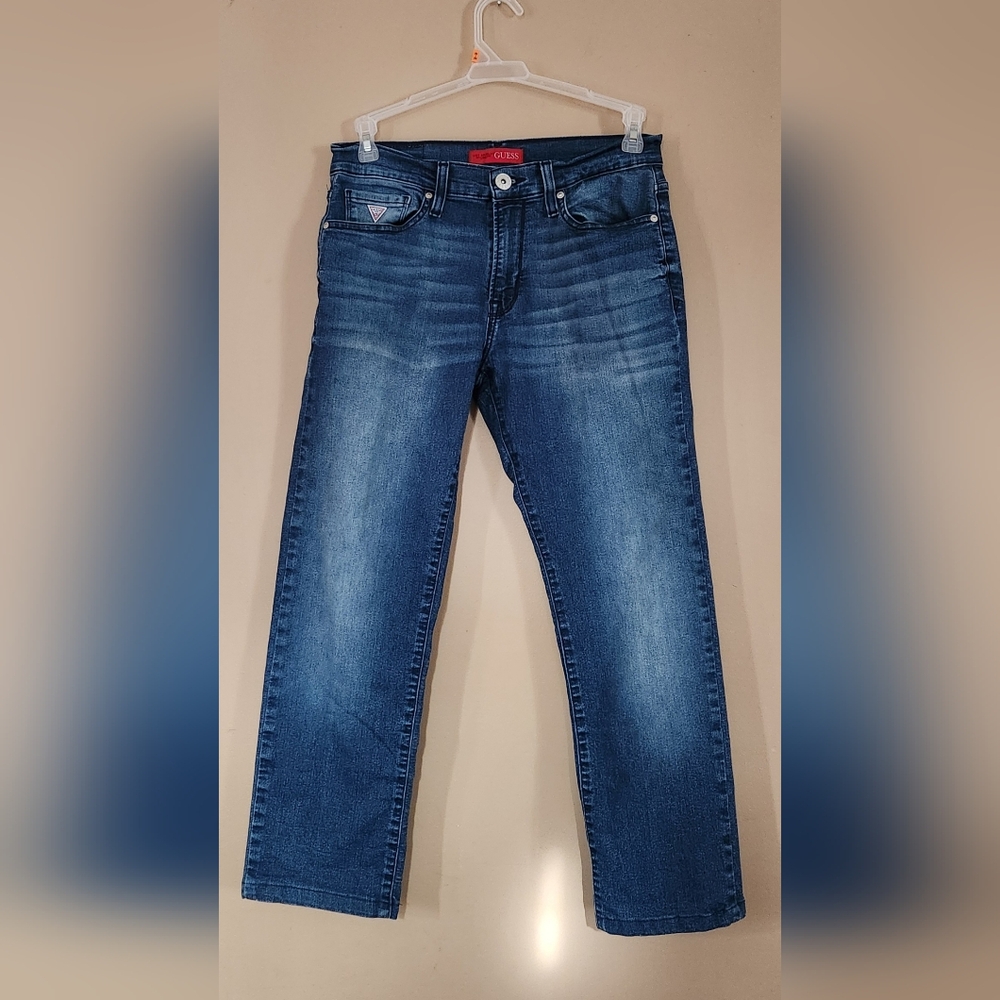 Men Guess Los Angeles 1981 Lincoln slim straight jeans sz 31x32  (Fits 31 X 27)